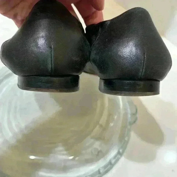 AGL Black Leather Ballet Flat with Patent Leather Toe SZ 38 - Picture 5 of 11